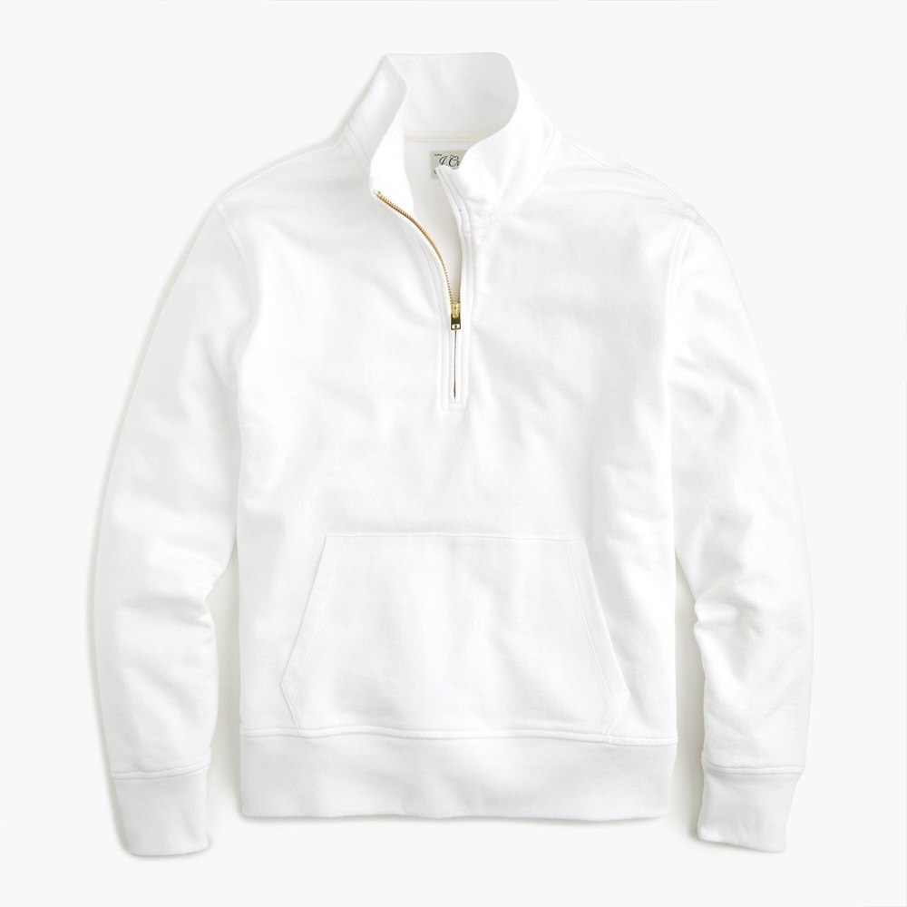 J. Crew Vintage Fleece White Lightweight Nautical Summer Quarter Zip